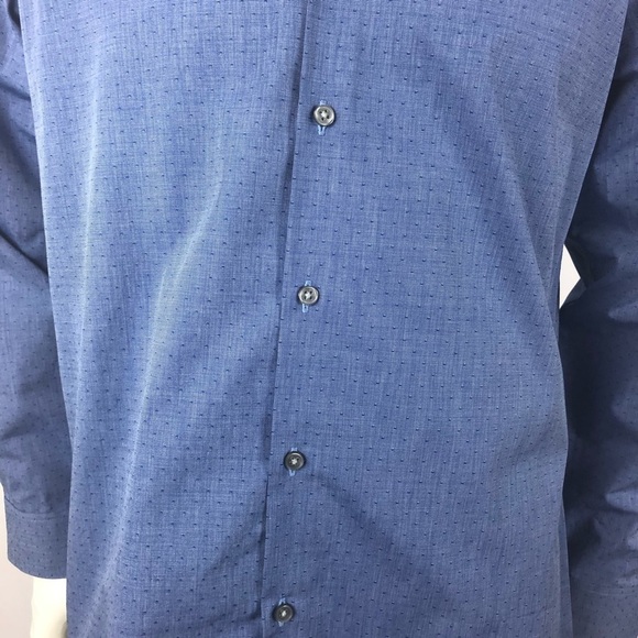 Calvin Klein Slim Fit Men Blue Long Shirt Size 16 - Picture 4 of 14